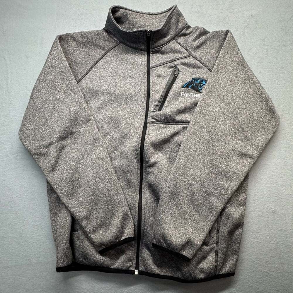 NFL Carolina Panthers Full Zip Jacket Size L Heather Gray Fleece